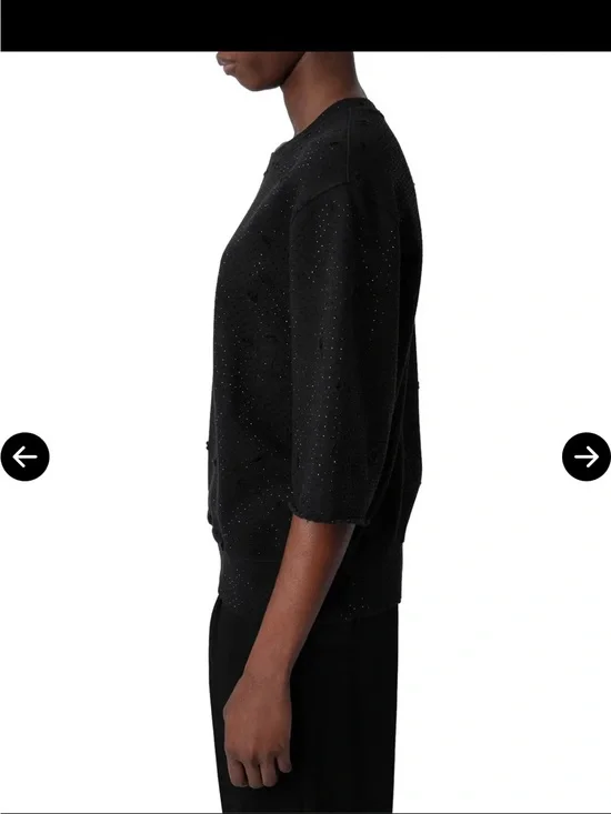 Zadig &Voltaire Edmond Destroy Strass Oversize Cotton crew NWT.